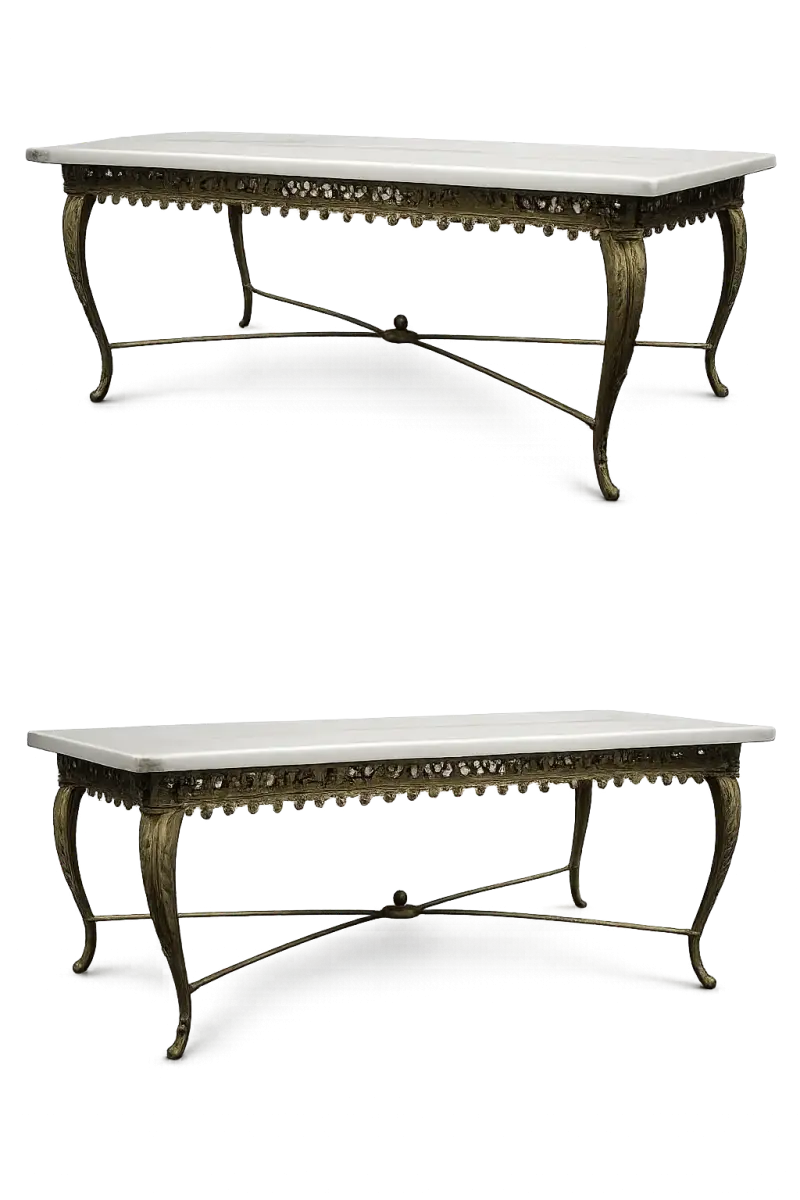 Mesa de mármol con base de metal - 2