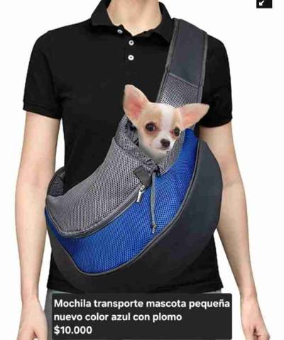 Mochila transporte mascota azul - miniatura 1