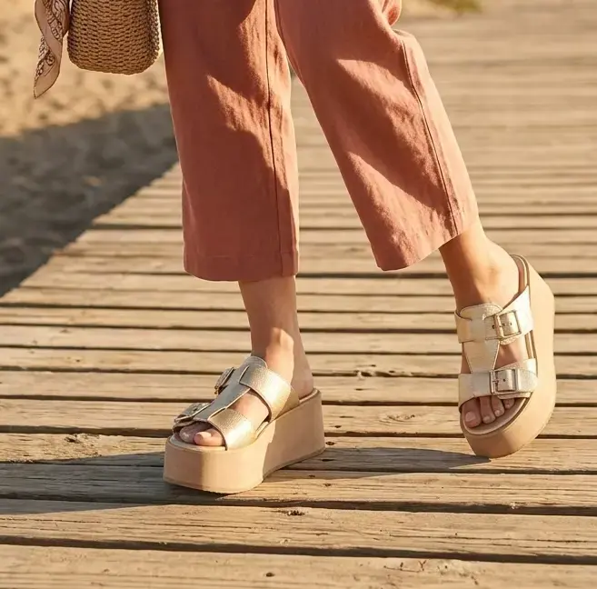 Sandalias doradas con plataforma Barbados talla 37 - 1