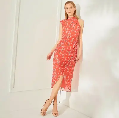 Vestido rojo estampado floral - miniatura 4