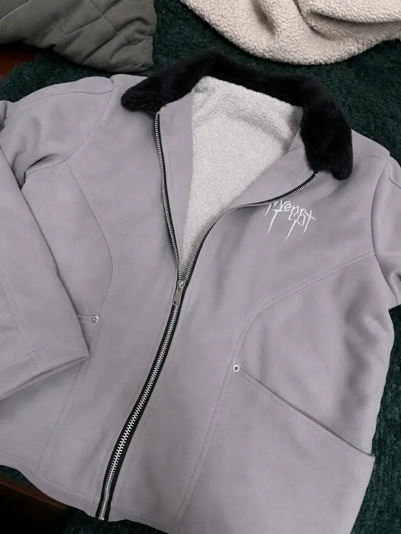 Chaqueta gris con forro térmico - 1
