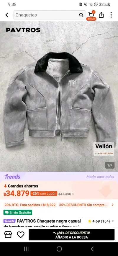 Chaqueta gris con forro térmico - miniatura 3