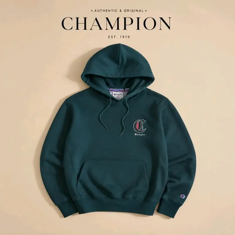 Polerón con capucha Champion verde - 1