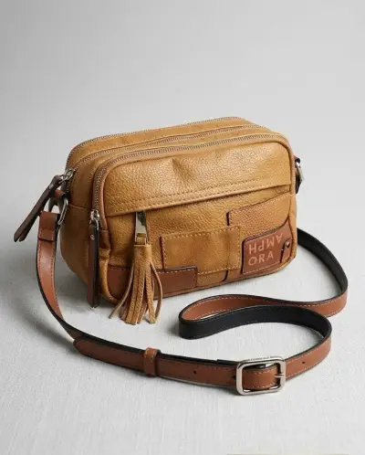 Cartera cruzada de cuero café - miniatura 1