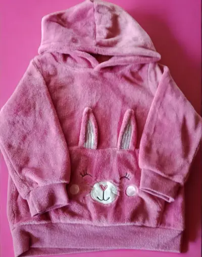 Polerón rosado con capucha y orejas - miniatura 1