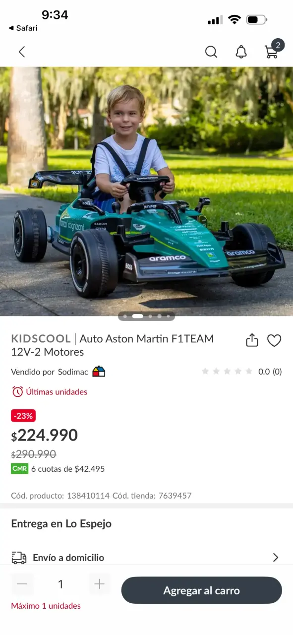 Auto eléctrico Aston Martin F1 12V - 1