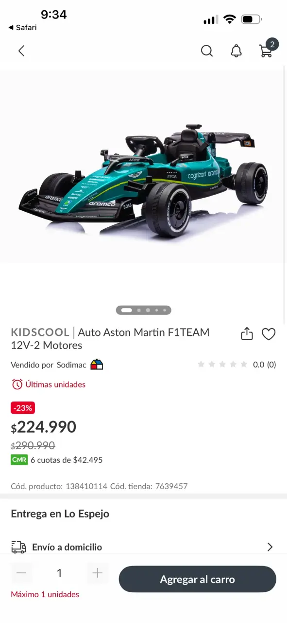 Auto eléctrico Aston Martin F1 12V - 2