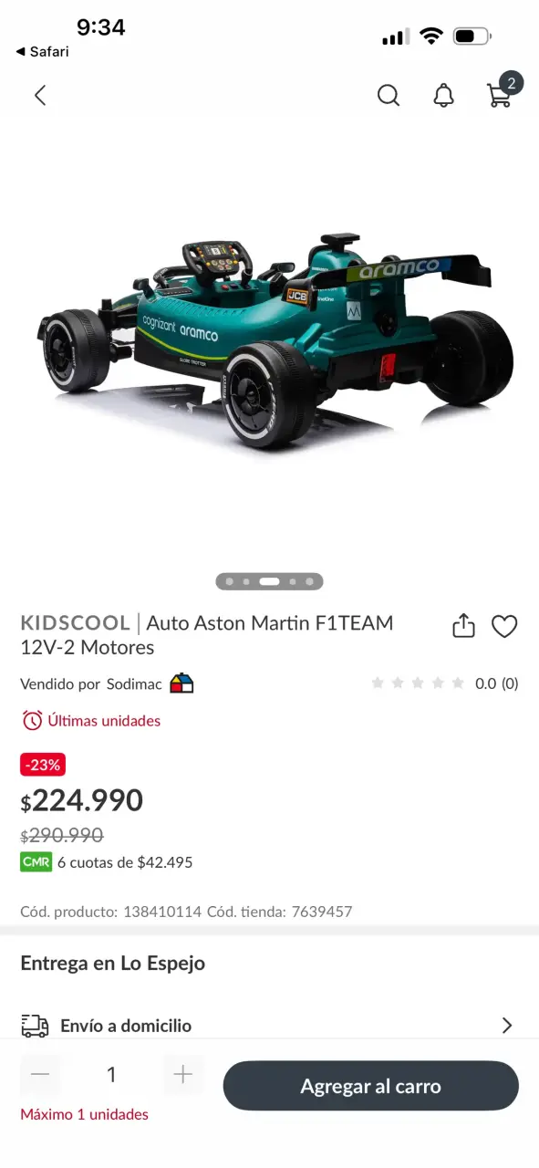 Auto eléctrico Aston Martin F1 12V - 5