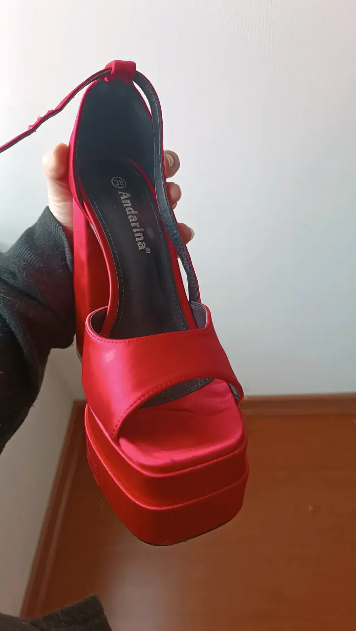Sandalias tacón de plataforma roja - 2