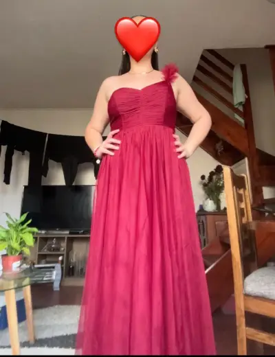 Vestido largo burdeos de fiesta - miniatura 2