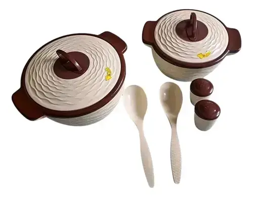 Set de 2 ollas termicas  con cucharas beige - 2