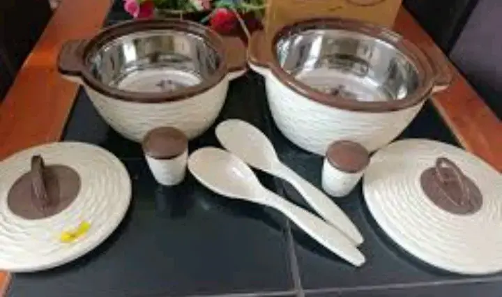 Set de 2 ollas termicas  con cucharas beige - 4