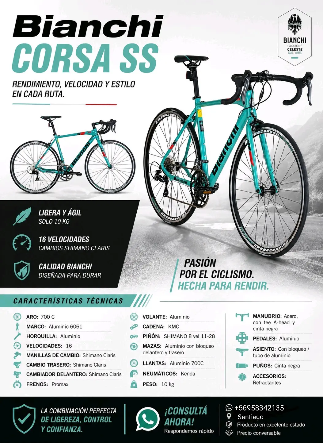 Bicicleta Bianchi Corsa SS 2026 - $405.000 | Pulga