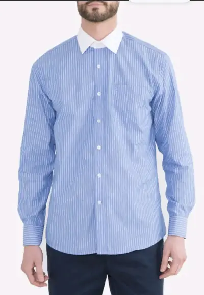 Camisa a rayas azul y blanco van heusen - miniatura 1