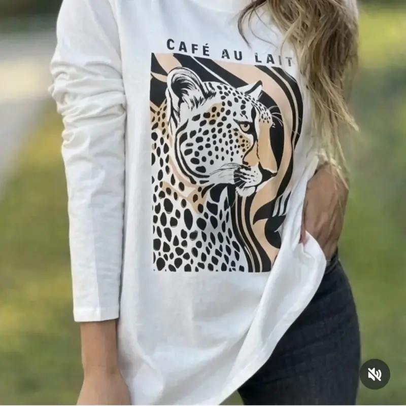 Polera manga larga estampada - 2
