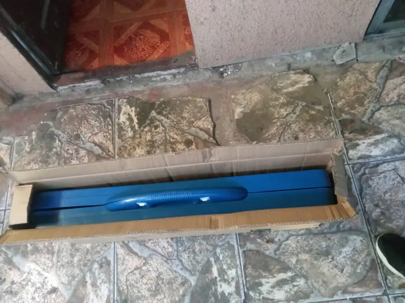Mesa camping plegable azul - 1