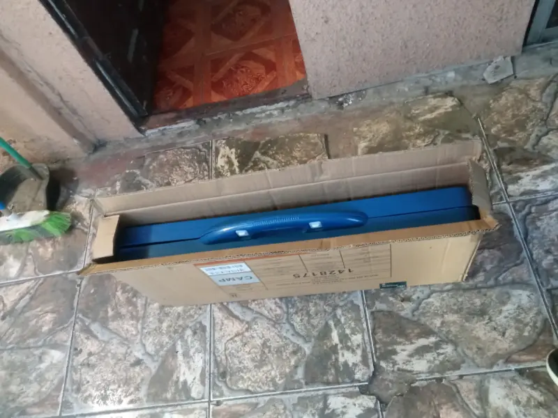 Mesa camping plegable azul - 3