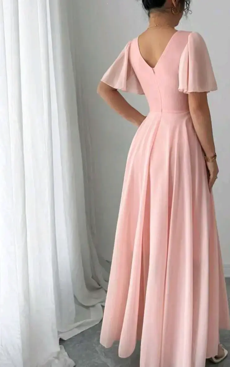 Vestido largo rosa elegante - 2