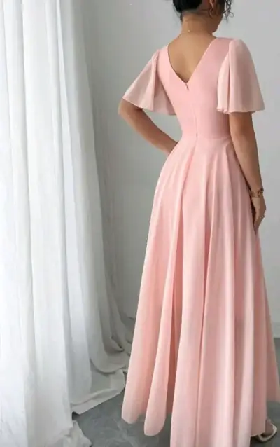 Vestido largo rosa elegante - miniatura 2