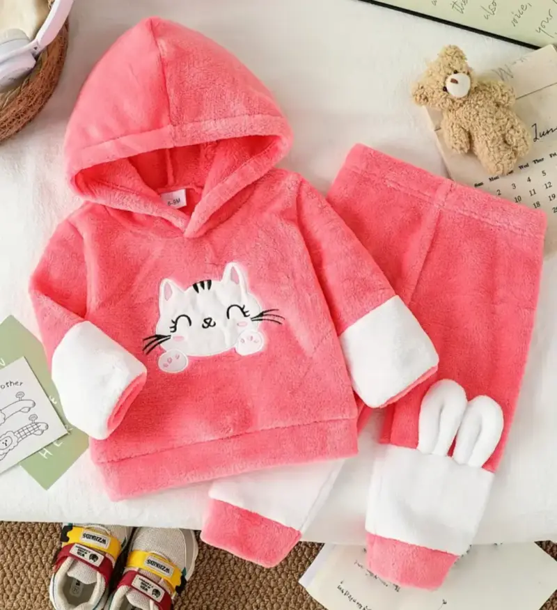 Conjunto polar infantil rosado 6 a 9 meses