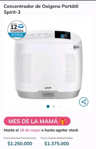 Concentrador de Oxígeno portátil  Yuwell - miniatura 1