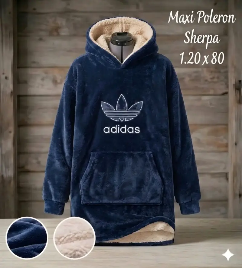 Maxi polerón sherpa azul - 1