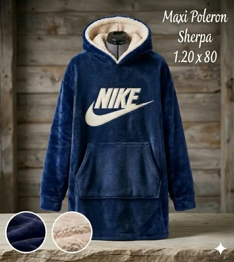 Maxi polerón sherpa azul - 4