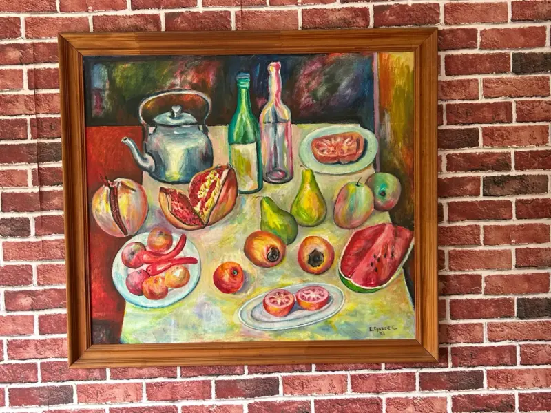 Cuadro bodegón de frutas con marco