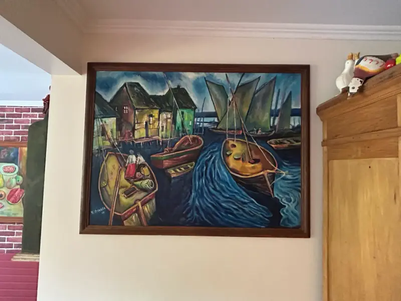 Cuadro óleo de barcos
