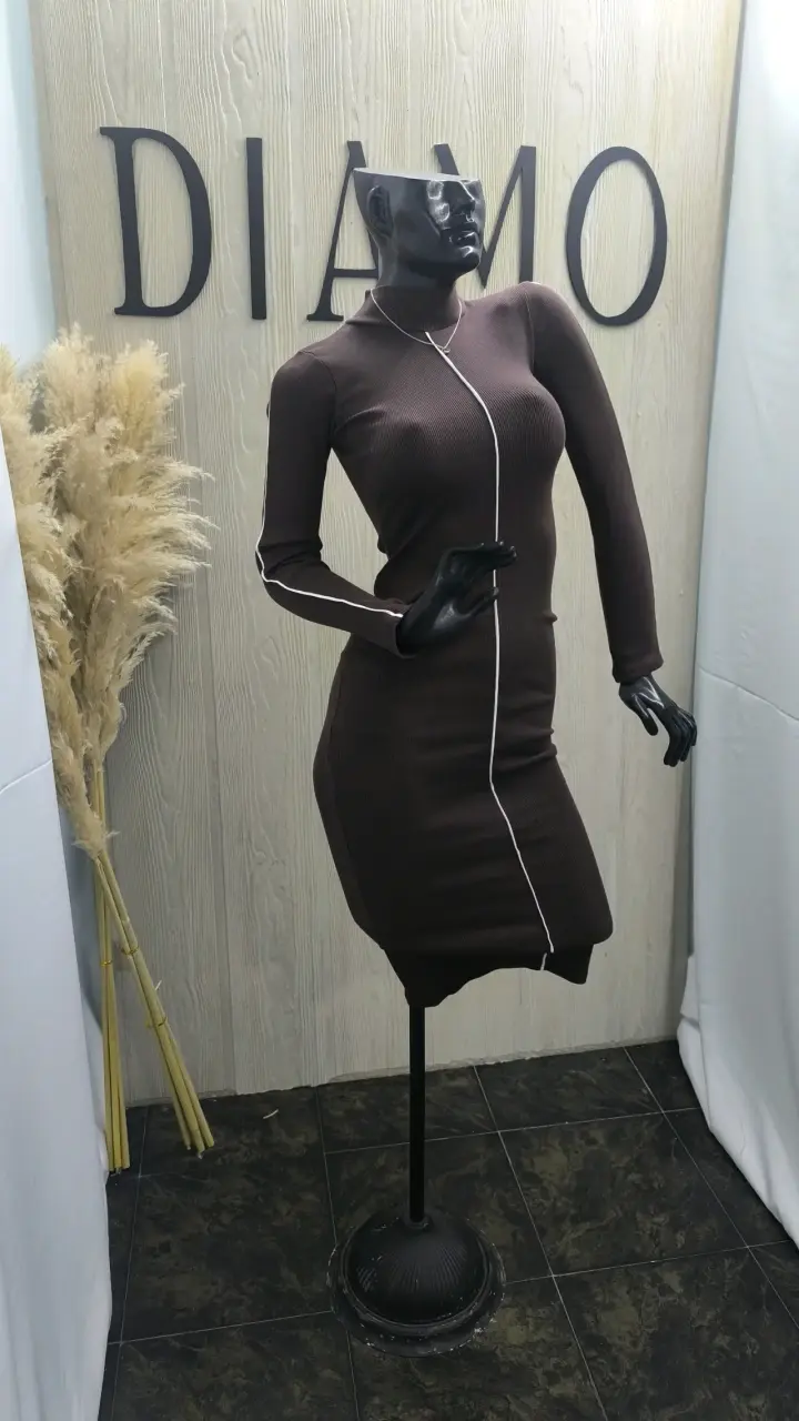Vestido ajustado marrón,blanco,negro - 1