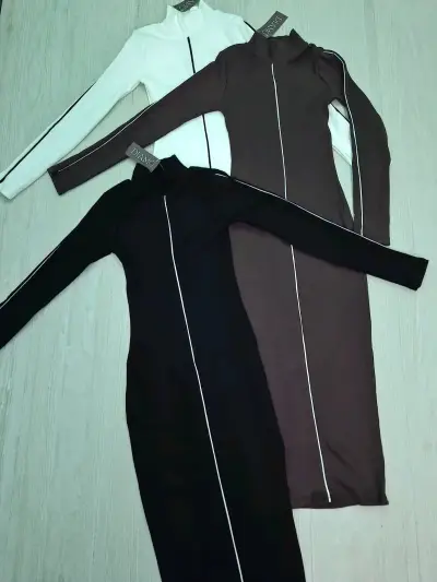Vestido ajustado marrón,blanco,negro - miniatura 5