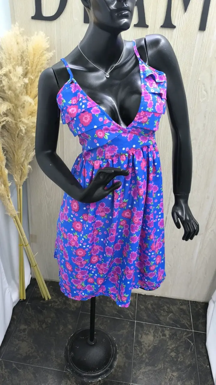 Vestido floral azul vivo - 2