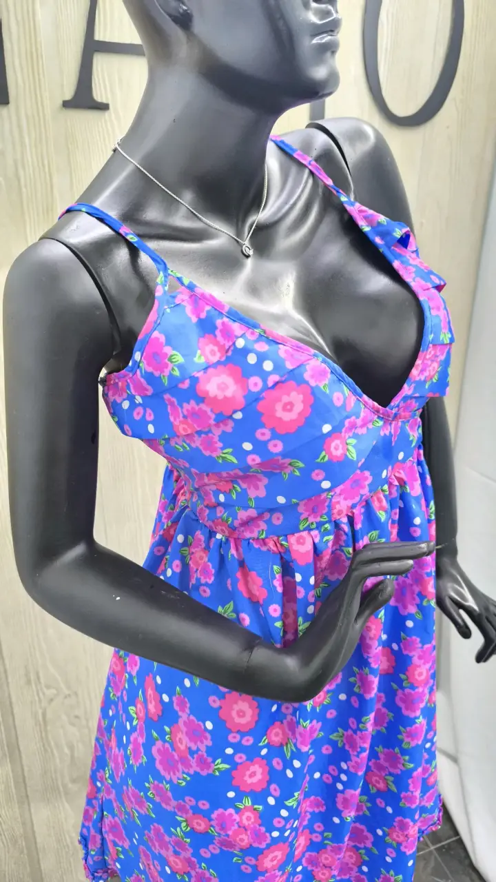 Vestido floral azul vivo - 3