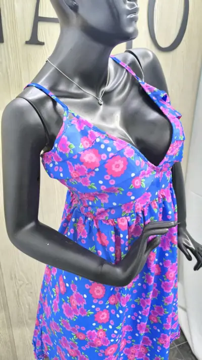 Vestido floral azul vivo - miniatura 3