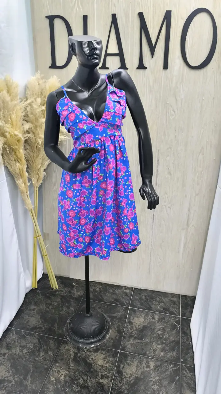 Vestido floral azul vivo - 4