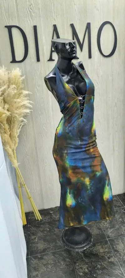 Vestido largo multicolor - miniatura 1