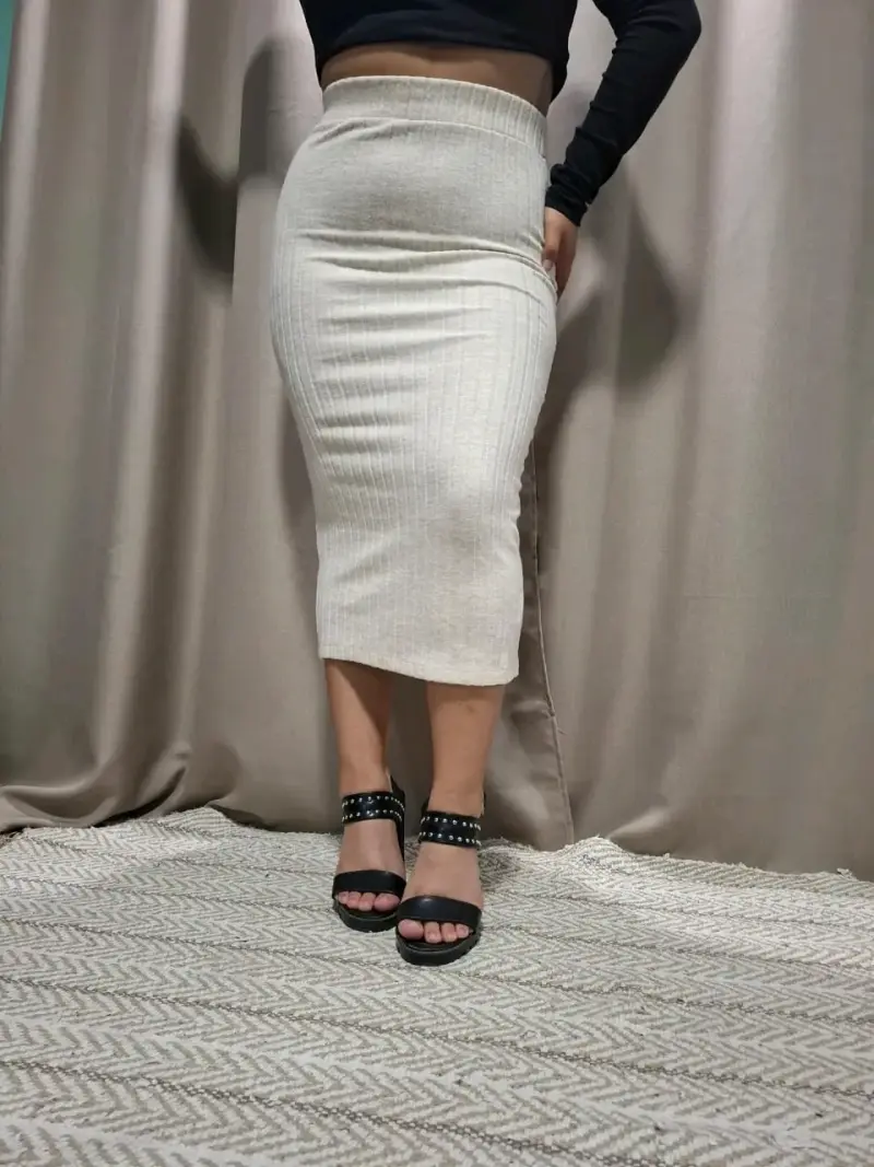 Falda larga beige talla M - 4