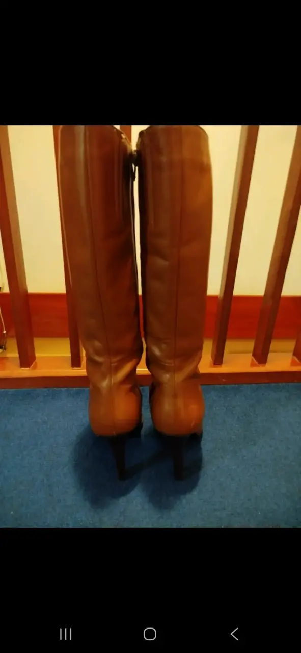Botas largas de cuero marrón marca albano - 2
