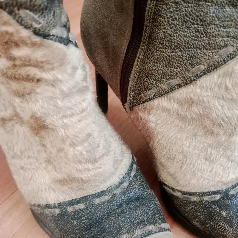 Botines de cuero y pelo vintage - 2