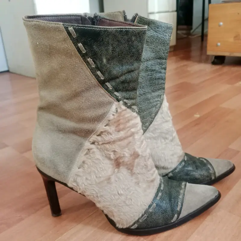 Botines de cuero y pelo vintage - 3