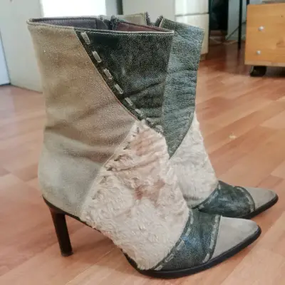 Botines de cuero y pelo vintage - miniatura 3