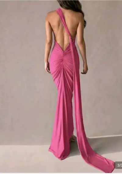Vestido largo fucsia elegante - miniatura 1