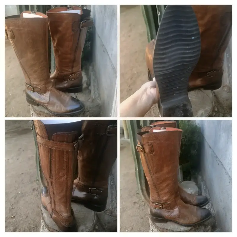 Botas de cuero marrón altas