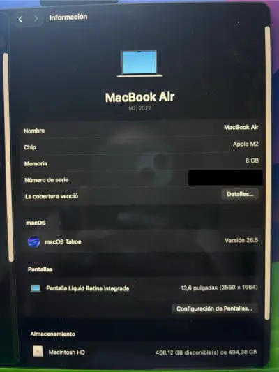 MacBook Air 13,6’ 8gb memoria y SSD 512gb - miniatura 2
