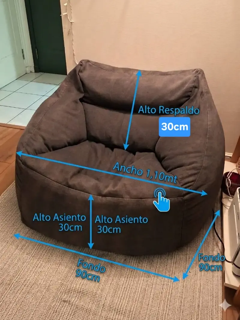 Sillón puff grande gris Denim - 1