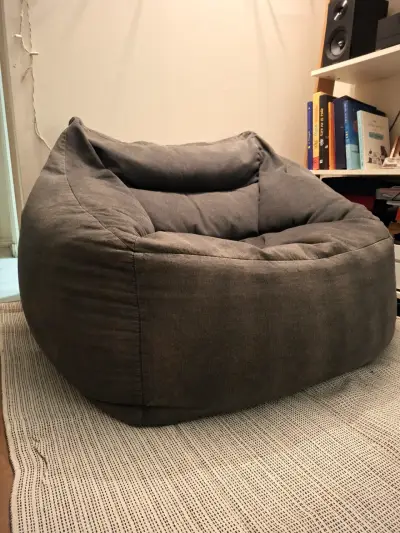 Sillón puff grande gris Denim - miniatura 2
