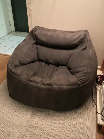 Sillón puff grande gris Denim - miniatura 3