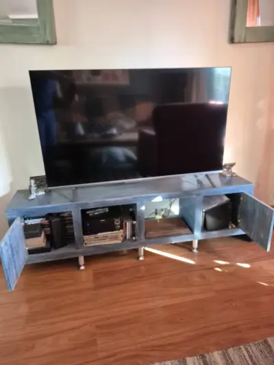 Mueble rack TV azul tiza - miniatura 1