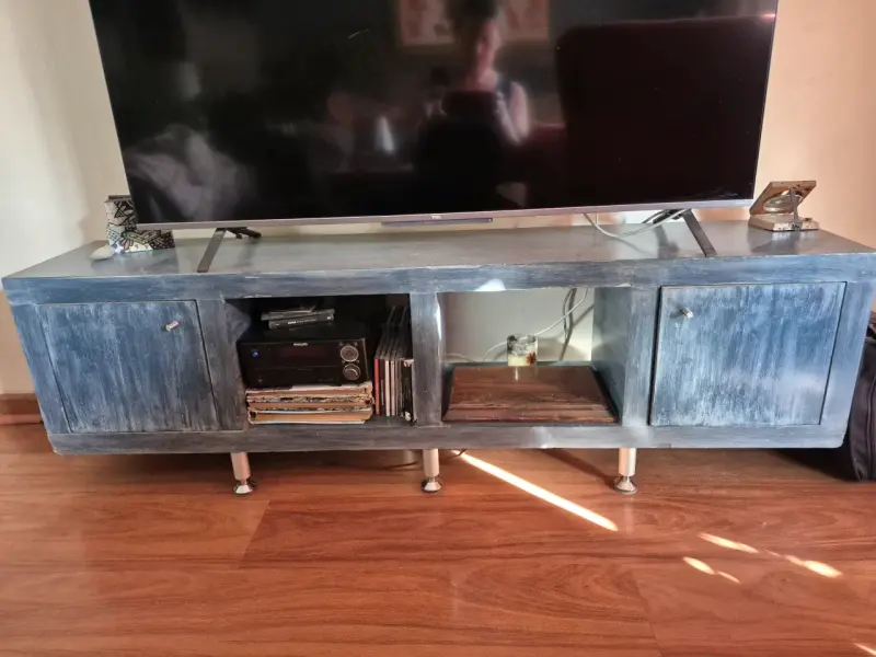 Mueble rack TV azul tiza - 2