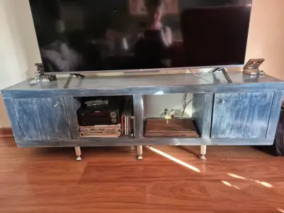 Mueble rack TV azul tiza - miniatura 2